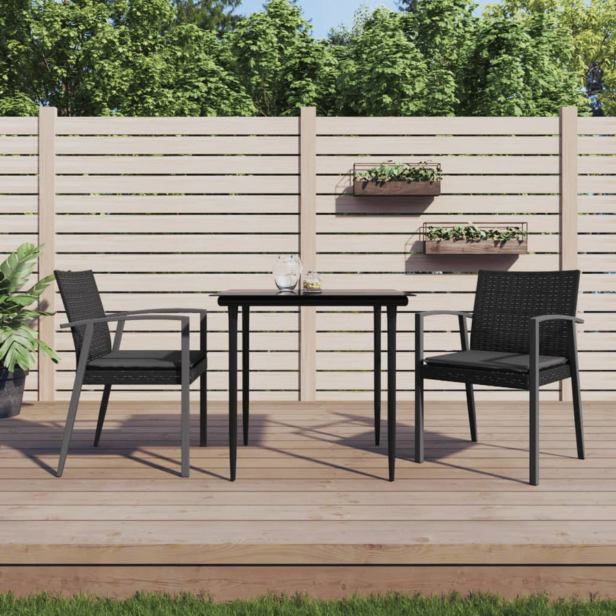 Garden Chairs with Cushions 2 pcs Black 56.5x57x83 cm