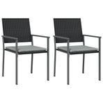 Garden Chairs with Cushions 2 pcs Black 54x62.5x89 cm