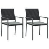 Garden Chairs with Cushions 2 pcs Black 54x62.5x89 cm Poly Rattan - Front View