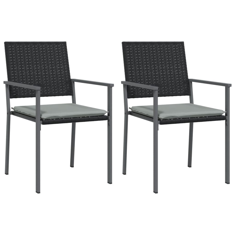 Garden Chairs with Cushions 2 pcs Black 54x62.5x89 cm