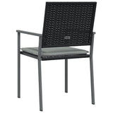 Garden Chairs with Cushions 2 pcs Black 54x62.5x89 cm Poly Rattan - Rear View
