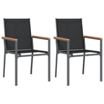 Garden Chairs 2 pcs Black 55x61.5x90 cm Textilene and Steel