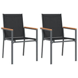 Garden Chairs 2 pcs Black 55x61.5x90 cm Textilene and Steel - Front View