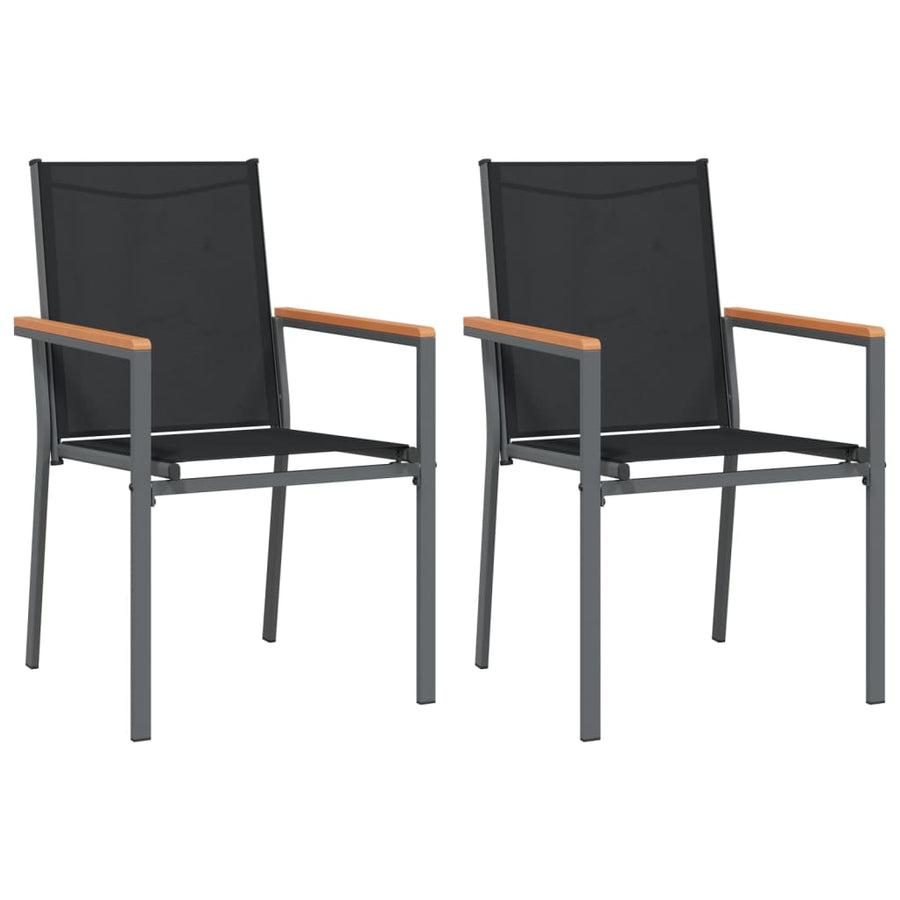 Garden Chairs 2 pcs Black 55x61.5x90 cm Textilene and Steel