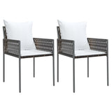 Garden Chairs with Cushions 2 pcs Brown 54x61x83 cm Poly Rattan - Front View
