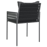 Garden Chairs with Cushions 2 pcs Black 54x61x83 cm Poly Rattan - Rear View