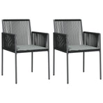Garden Chairs with Cushions 2 pcs Black 54x60.5x83.5 cm