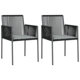 Garden Chairs with Cushions 2 pcs Black 54x60.5x83.5 cm Poly Rattan - Front View