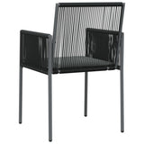 Garden Chairs with Cushions 2 pcs Black 54x60.5x83.5 cm Poly Rattan - Rear View