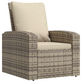 Garden Reclining Chair with Cushions Light Brown Poly Rattan - Front View