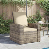 Garden Reclining Chair with Cushions Light Brown Poly Rattan