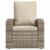Garden Reclining Chair with Cushions Light Brown Poly Rattan