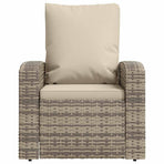 Garden Reclining Chair with Cushions Light Brown Poly Rattan