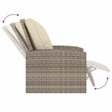 Garden Reclining Chair with Cushions Light Brown Poly Rattan
