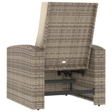 Garden Reclining Chair with Cushions Light Brown Poly Rattan