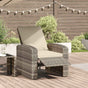 Garden Reclining Chair with Cushions Light Brown Poly Rattan