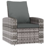 Garden Reclining Chair with Cushions Grey Poly Rattan - Front View