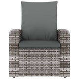 Garden Reclining Chair with Cushions Grey Poly Rattan - Side View