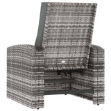 Garden Reclining Chair with Cushions Grey Poly Rattan - 45-Degree Angle