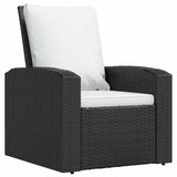 Garden Reclining Chair with Cushions Black Poly Rattan - Front View