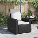 Garden Reclining Chair with Cushions Black Poly Rattan - Side View