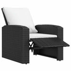 Garden Reclining Chair with Cushions Black Poly Rattan