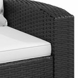 Garden Reclining Chair with Cushions Black Poly Rattan