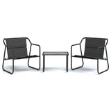 3 Piece Garden Lounge Set with Cushions Anthracite Steel - Front View