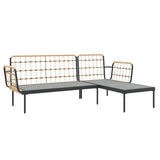 3 Piece Garden Lounge Set with Dark Grey Cushions Poly Rattan - Rear View