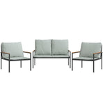 3 Piece Garden Lounge Set with Cushions Anthracite Steel