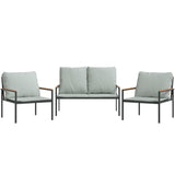 3 Piece Garden Lounge Set with Cushions Anthracite Steel - Front View
