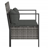 2-Seater Garden Bench with Cushions Grey Poly Rattan - Top-Down View