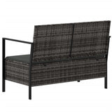 2-Seater Garden Bench with Cushions Grey Poly Rattan - 45-Degree Angle