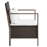 2-Seater Garden Bench with Cushions Brown Poly Rattan - Top-Down View