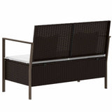 2-Seater Garden Bench with Cushions Brown Poly Rattan - 45-Degree Angle
