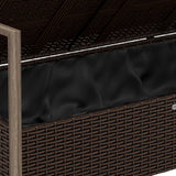 2-Seater Garden Bench with Cushions Brown Poly Rattan - Close-Up Angle
