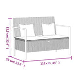 2-Seater Garden Bench with Cushions Brown Poly Rattan - Extra Image