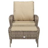 Garden Chair with Footstool Light Brown Poly Rattan