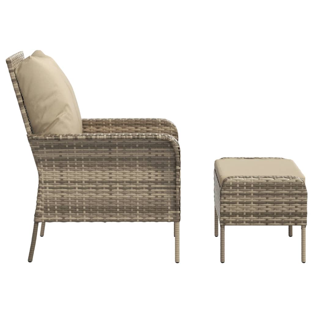 Garden Chair with Footstool Light Brown Poly Rattan