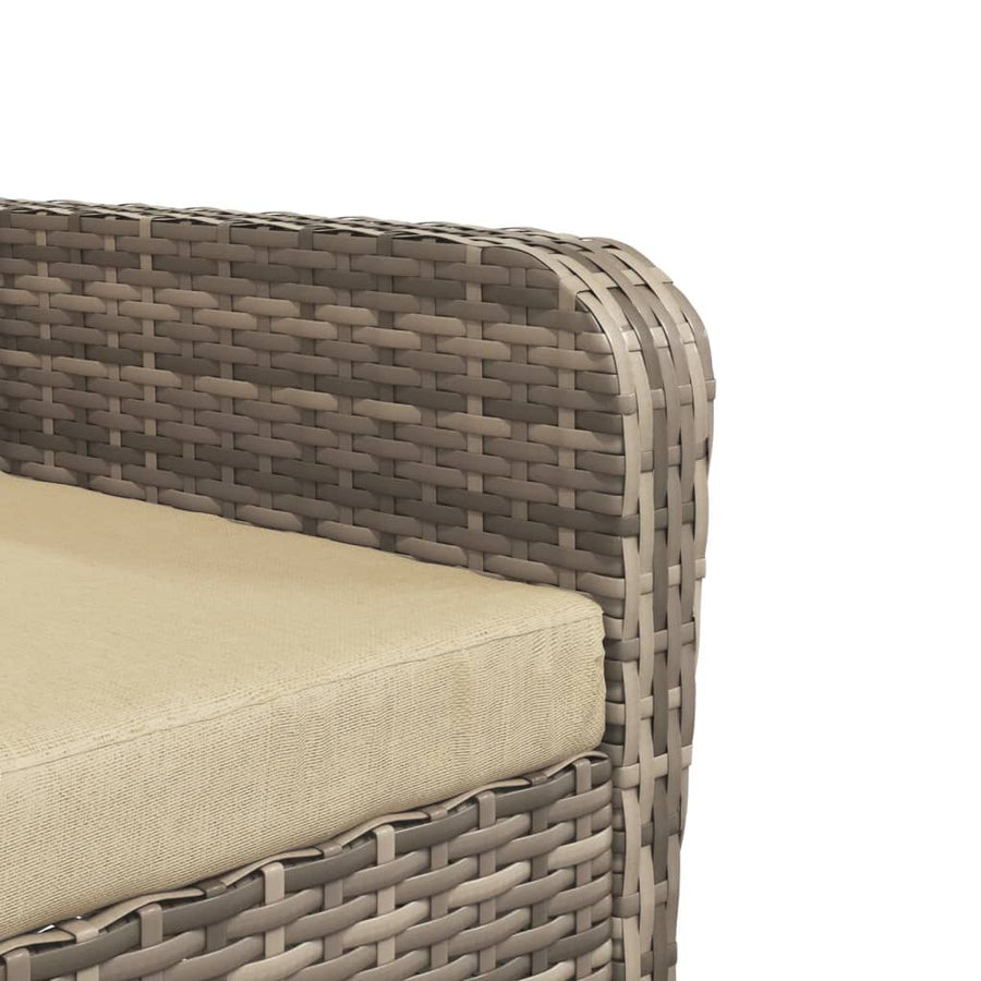 Garden Chair with Footstool Light Brown Poly Rattan