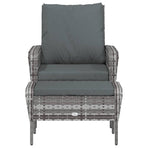 Garden Chair with Footstool Grey Poly Rattan