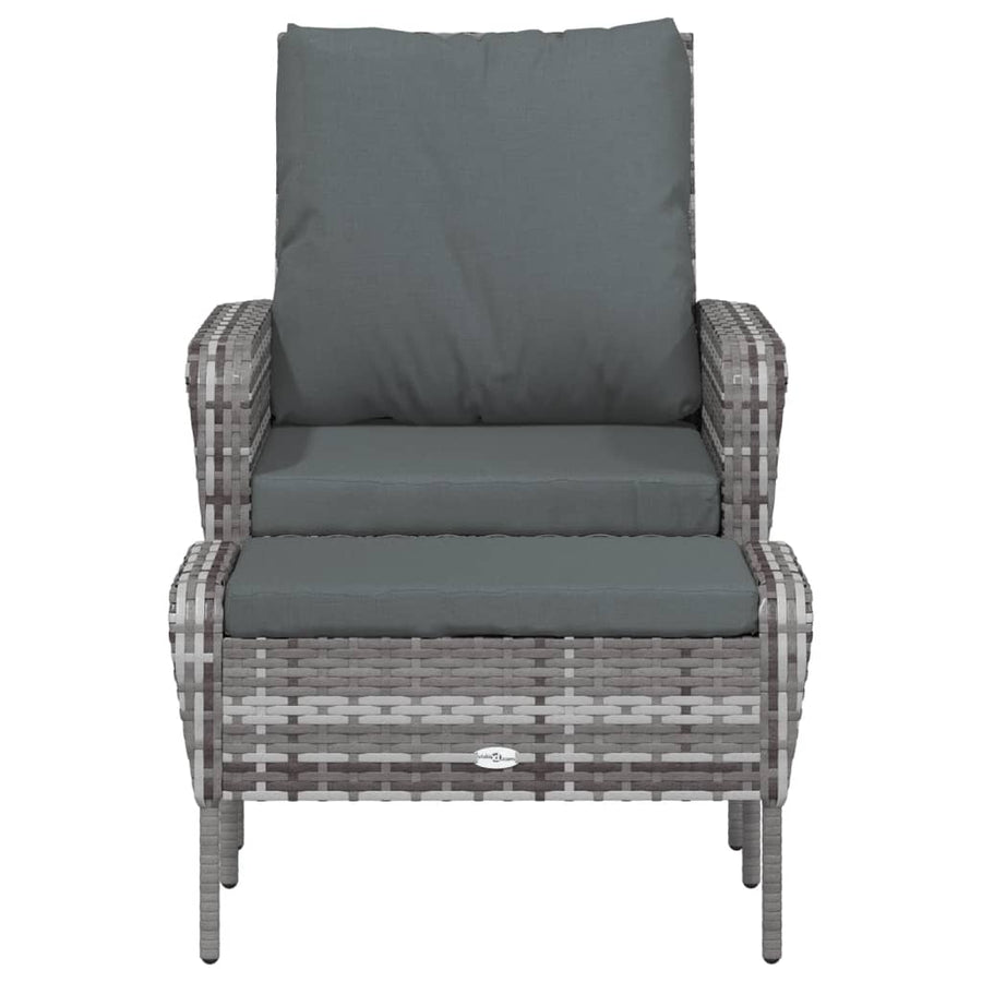 Garden Chair with Footstool Grey Poly Rattan