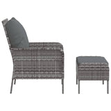 Garden Chair with Footstool Grey Poly Rattan - Top-Down View