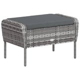 Garden Chair with Footstool Grey Poly Rattan - Close-Up Angle