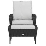 Garden Chair with Footstool Black Poly Rattan