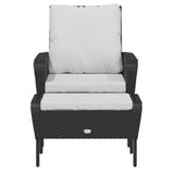 Garden Chair with Footstool Black Poly Rattan - Side View