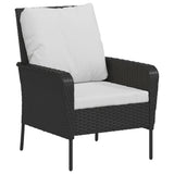 Garden Chair with Footstool Black Poly Rattan - Rear View