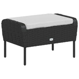 Garden Chair with Footstool Black Poly Rattan - Close-Up Angle