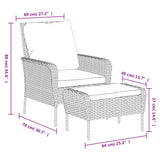 Garden Chair with Footstool Black Poly Rattan - Extra Image