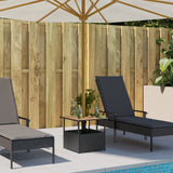 Garden Table with Parasol Hole Black 55x55x46.5 cm Poly Rattan - Side View